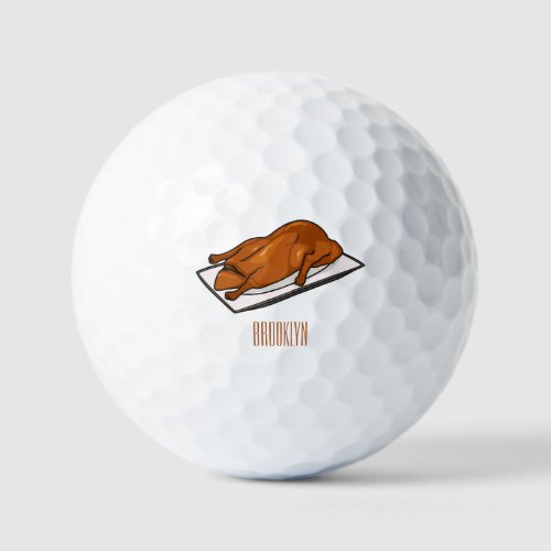 Peking duck cartoon illustration golf balls