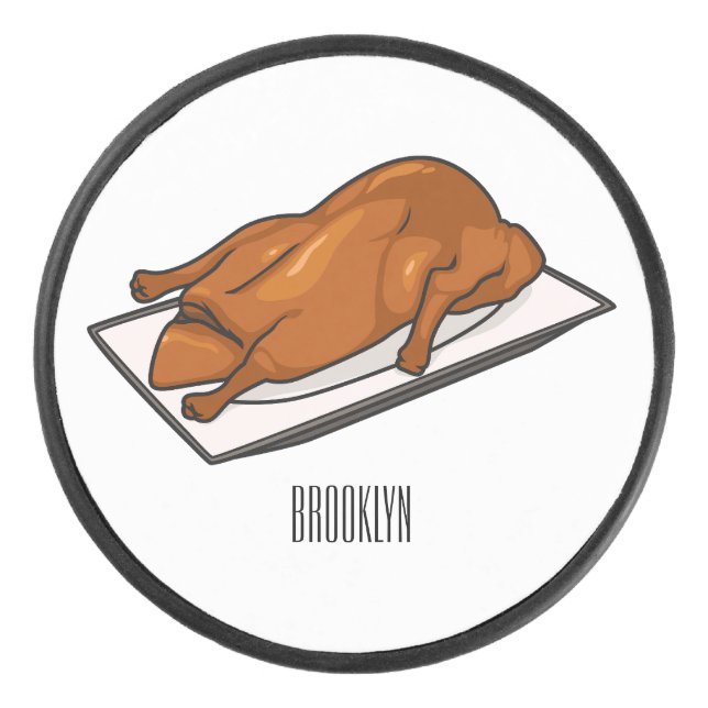 Peking duck cartoon illustration  hockey puck (Front)