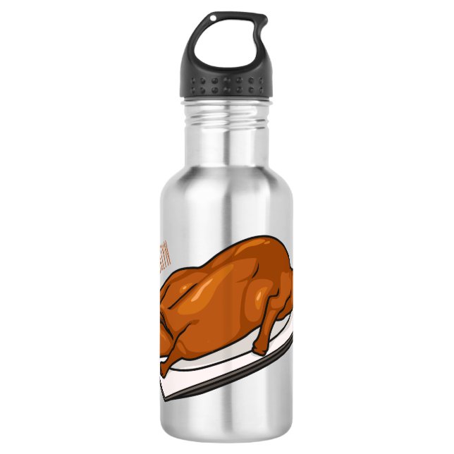 Peking duck cartoon illustration stainless steel water bottle (Front)