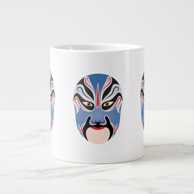 Peking opera makeup Lu Meng Giant Coffee Mug (Front)