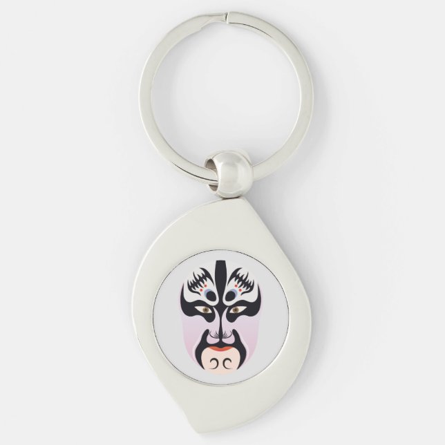 Peking opera makeup Zhang Fei Keychain (Front)