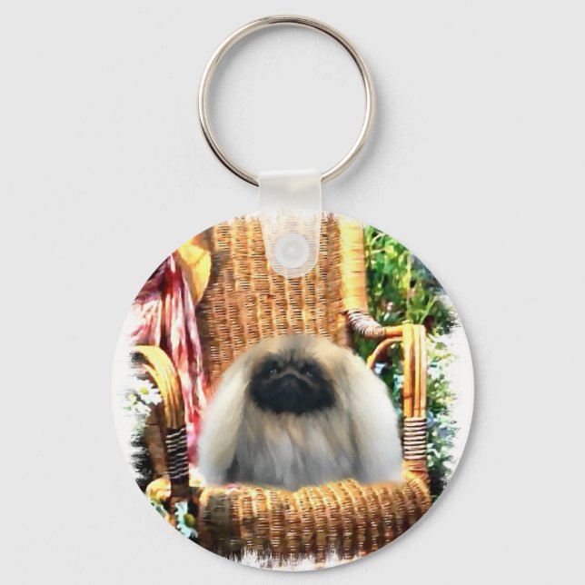 Pekingese Art Gifts Keychain (Front)