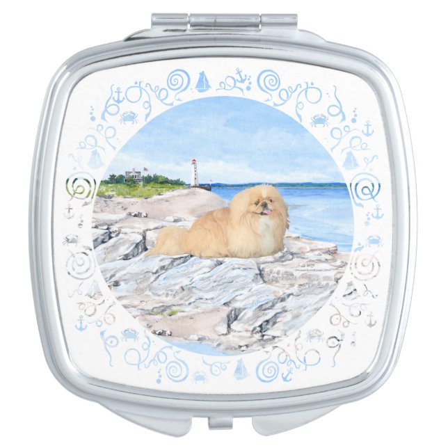 Pekingese at Lighthouse Compact Mirror (Front)