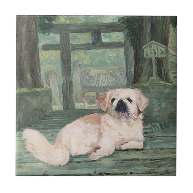 Pekingese at Oriental Gateway Ceramic Tile (Front)