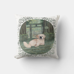 Pekingese at Oriental Gateway Throw Pillow
