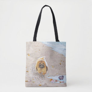 Pekingese at the Beach Tote Bag