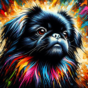 Pekingese Black Acrylic Print Colorful Vibrant Jigsaw Puzzle