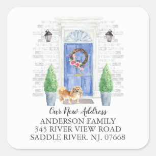 Pekingese Blue Door New Address Label