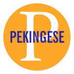 Pekingese Breed Monogram Design Classic Round Sticker