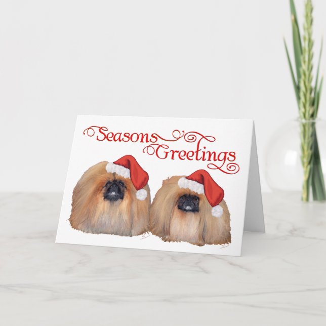 Pekingese Celebrate Christmas Holiday Card (Front)