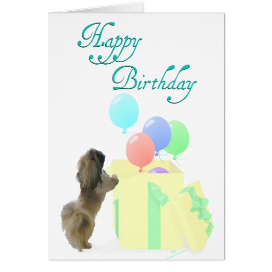 Pekingese Celebration Balloons Cards (Front)