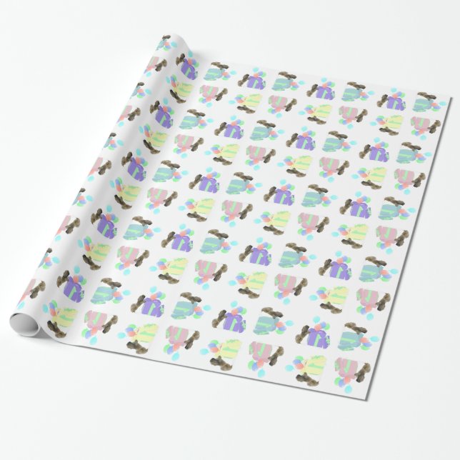 Pekingese Celebration Balloons Wrapping Paper (Unrolled)