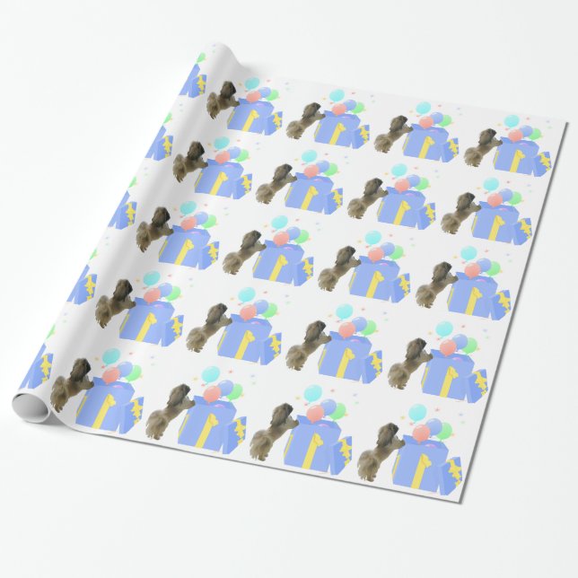 Pekingese Celebration Balloons Wrapping Paper (Unrolled)