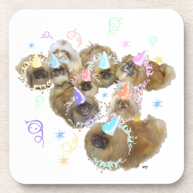 Pekingese Celebration Group Drink Coaster (Front)
