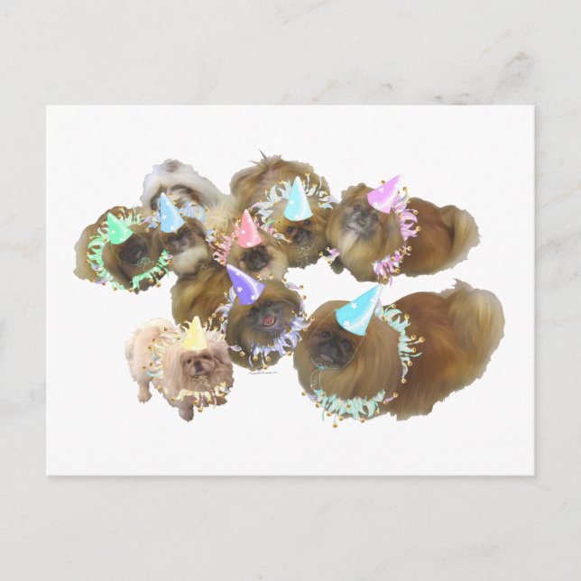 Pekingese Celebration Group Invitation Postcard (Front)