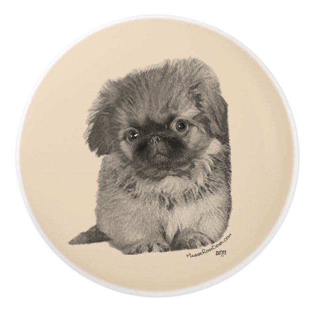 Pekingese Ceramic Knob (Front)