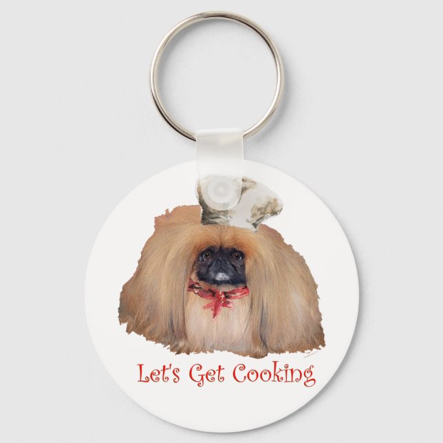Pekingese Chef - Female Keychain (Front)