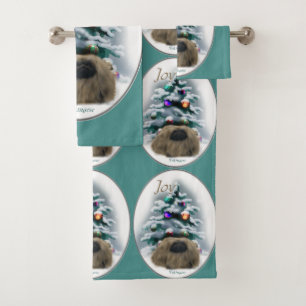 Pekingese Christmas Bath Towel Set