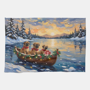 Pekingese Christmas Boat Holiday Kitchen Towel
