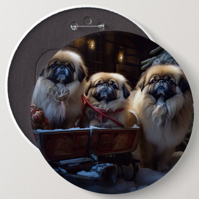 Pekingese Christmas Festive Season Button (Front & Back)