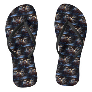 Pekingese Christmas Festive Season Flip Flops