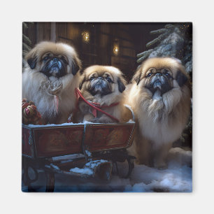 Pekingese Christmas Festive Season Magnet