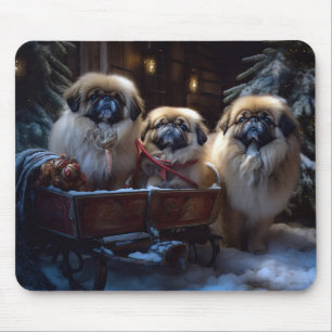 Pekingese Christmas Festive Season Mouse Pad