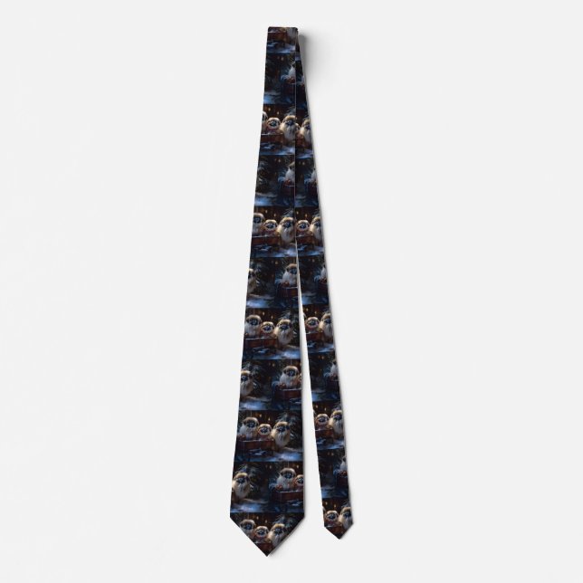 Pekingese Christmas Festive Season Neck Tie (Front)