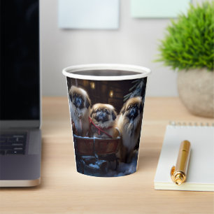 Pekingese Christmas Festive Season Paper Cups