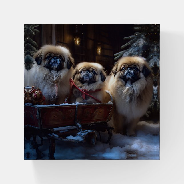 Pekingese Christmas Festive Season Paperweight (Front)