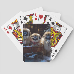 Pekingese Christmas Festive Season Poker Cards