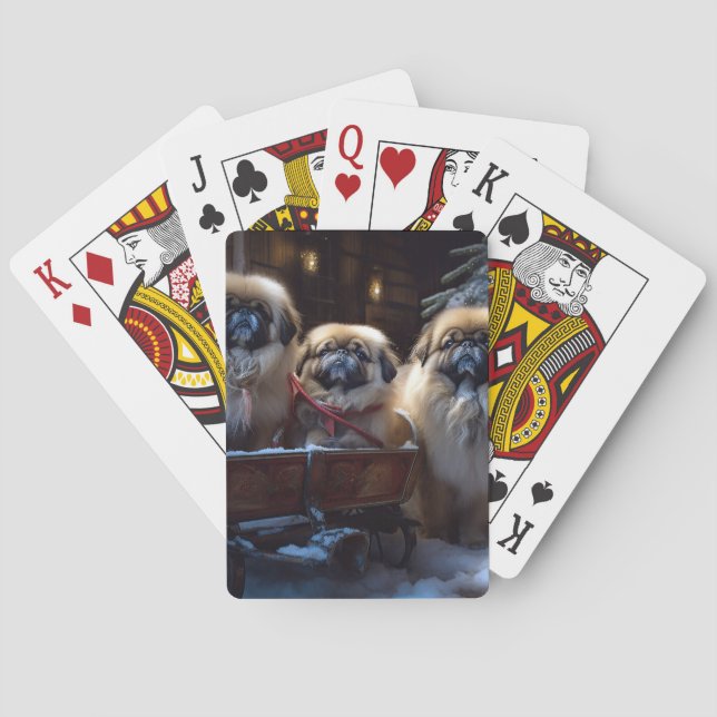 Pekingese Christmas Festive Season Poker Cards (Back)