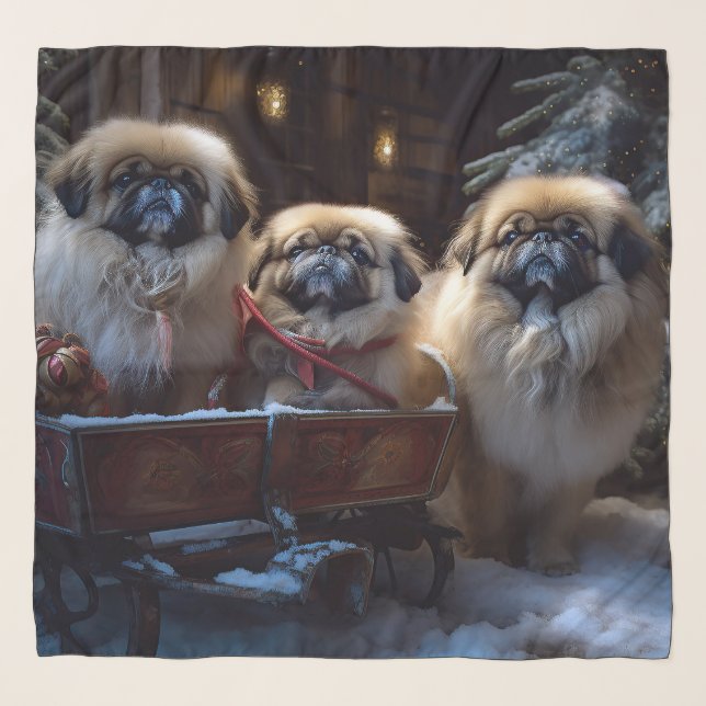 Pekingese Christmas Festive Season Scarf (Front)