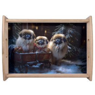 Pekingese Christmas Festive Season Serving Tray