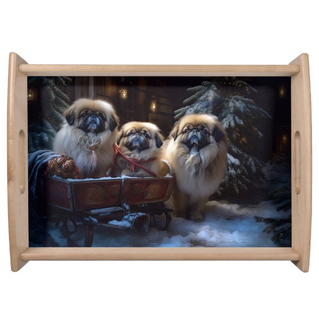 Pekingese Christmas Festive Season Serving Tray (Front)