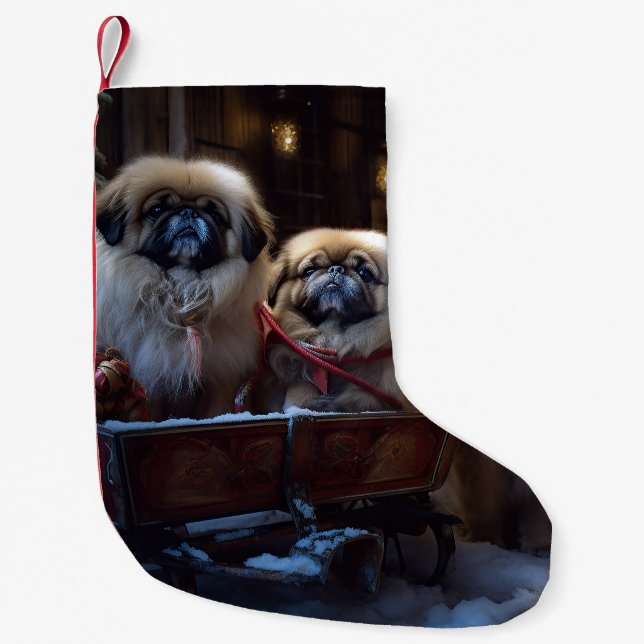 Pekingese Christmas Festive Season Small Christmas Stocking (Front)