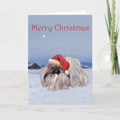 Pekingese Christmas Greeting Card