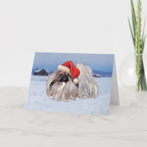 Pekingese Christmas Greeting Card