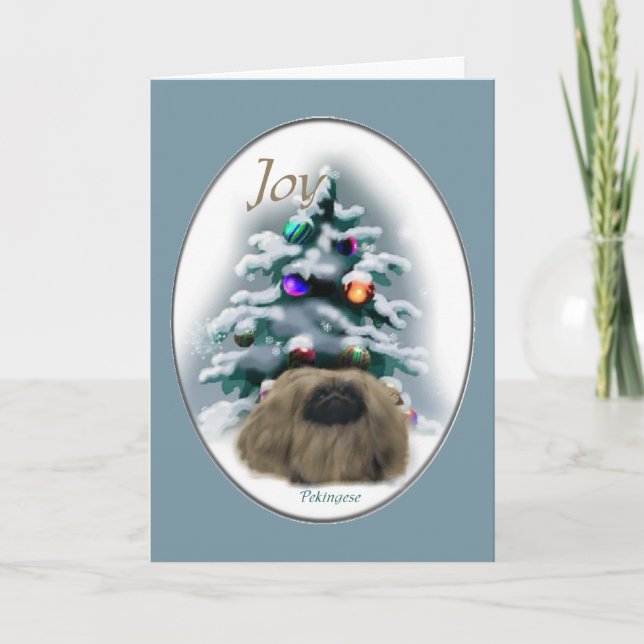 Pekingese Christmas Holiday Card (Front)