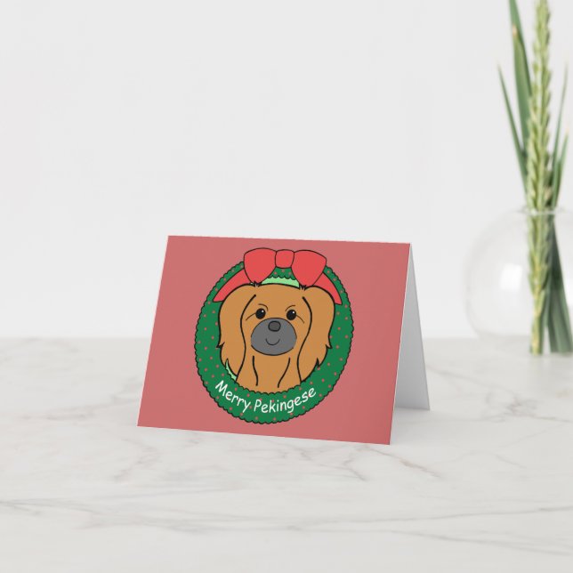 Pekingese Christmas Holiday Card (Front)