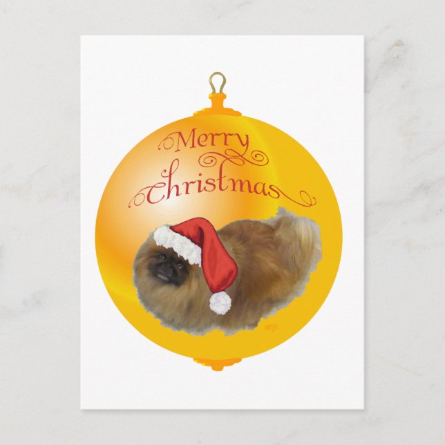 Pekingese Christmas Holiday Postcard (Front)