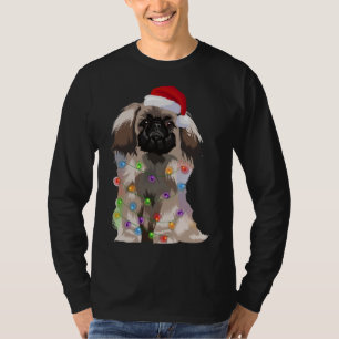 Pekingese Christmas Lights Xmas Dog Lover Santa Ha T-Shirt