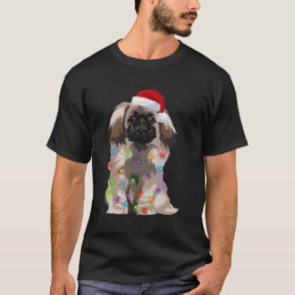 Pekingese Christmas Lights Xmas Dog Lover Santa Ha T-Shirt