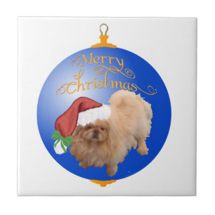 Pekingese Christmas Ornament Ceramic Tile