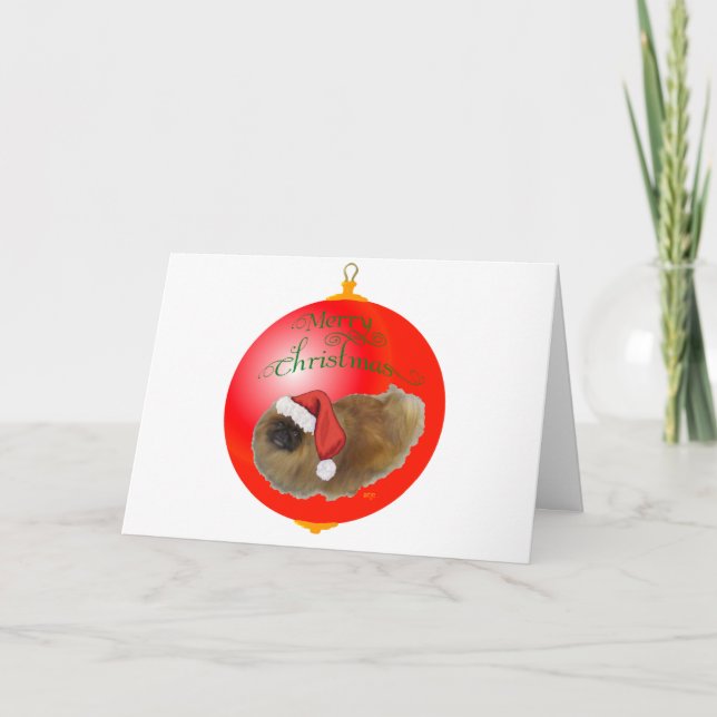 Pekingese Christmas Ornament Holiday Card (Front)