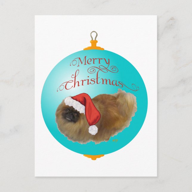 Pekingese Christmas Ornament Holiday Postcard (Front)