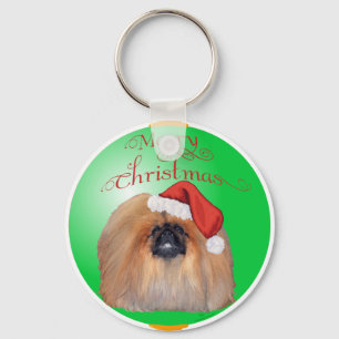 Pekingese Christmas Ornament Keychain
