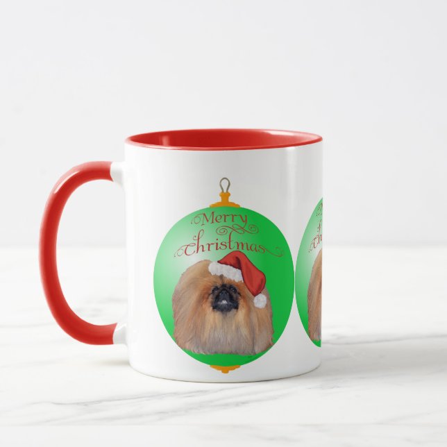 Pekingese Christmas Ornament Mug (Left)
