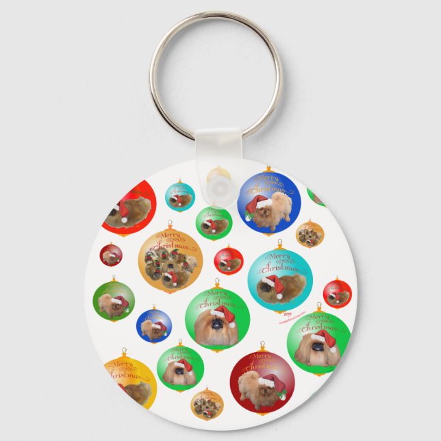 Pekingese Christmas Ornaments Keychain (Front)