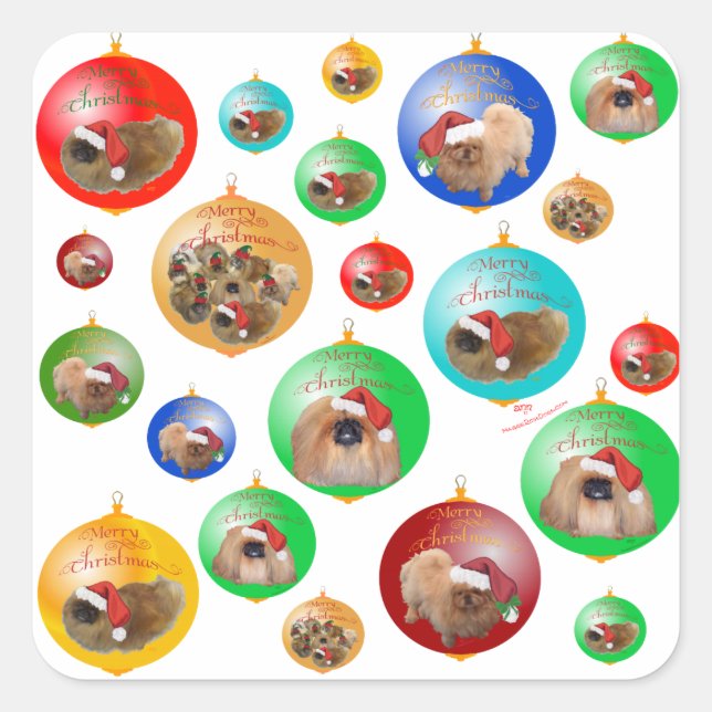 Pekingese Christmas Ornaments Square Sticker (Front)